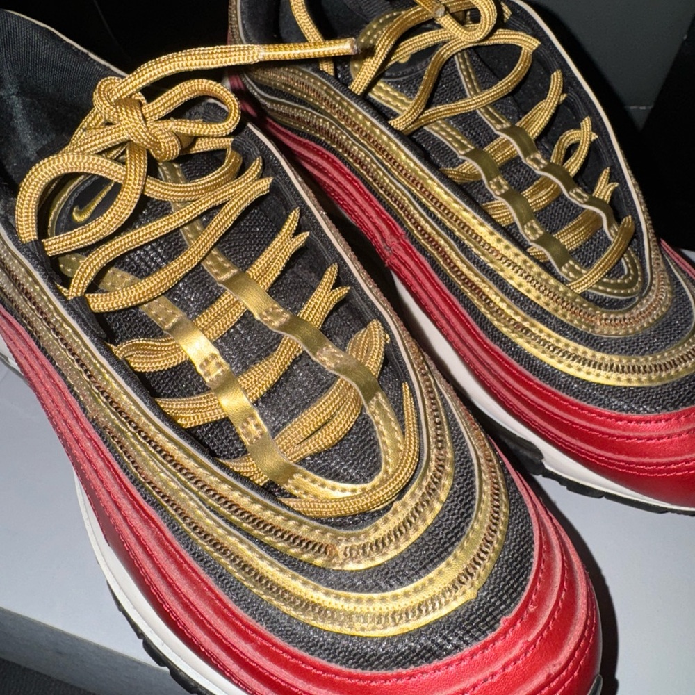 Women Nike Air Max 97 Red “Gold Sequin” Shoes
